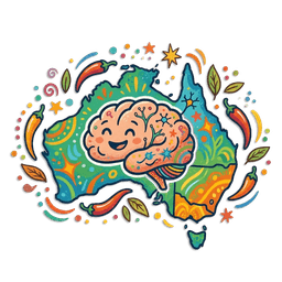 NeuroSpice logo — a smiling brain on an Australian map surrounded by chilli peppers, leaves and stars