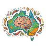 NeuroSpice logo — a smiling brain on an Australian map surrounded by chilli peppers, leaves and stars